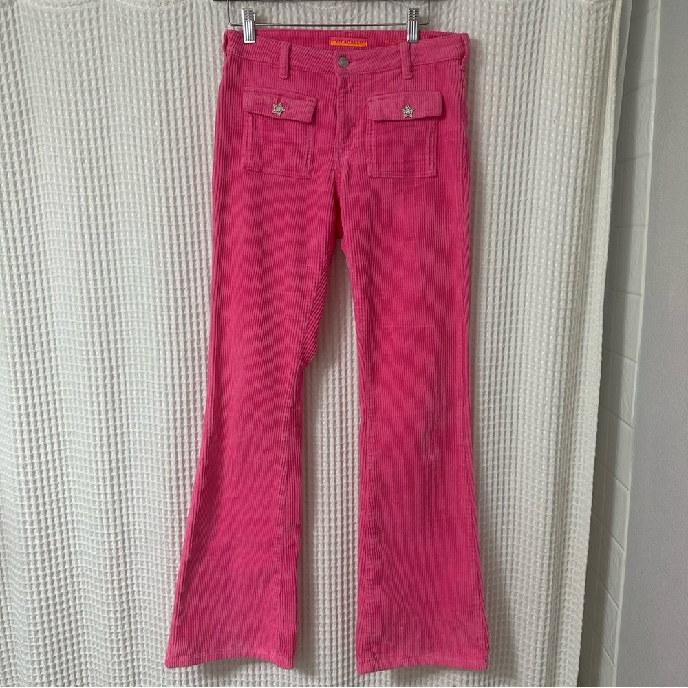 Vilagallo Bright Pink Flare Corduroy Pants